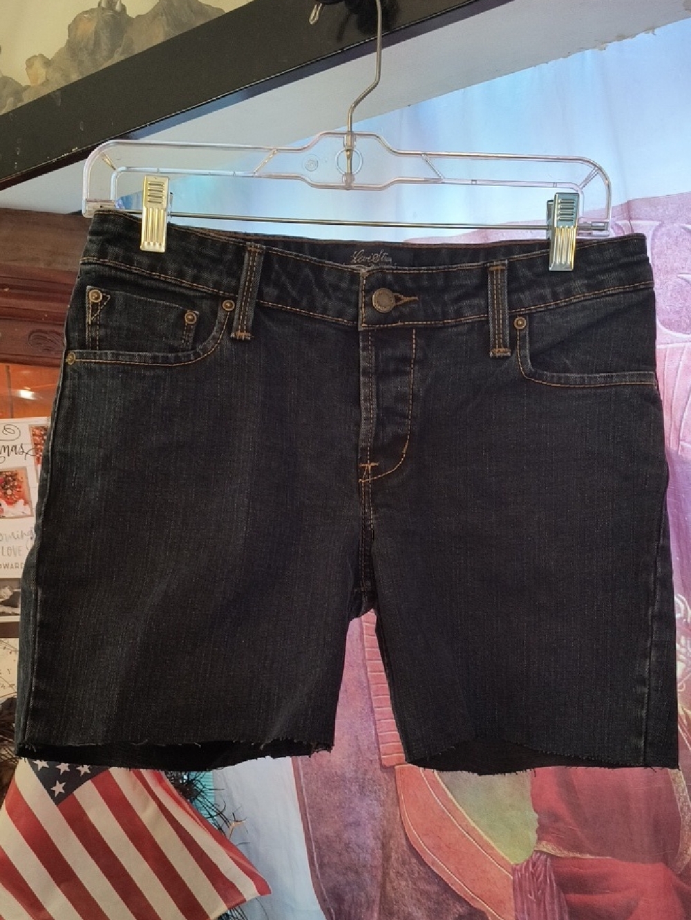 Women’s Levi Strauss Dark Wash Low Rise Denim Cutoff Shorts - Black 7